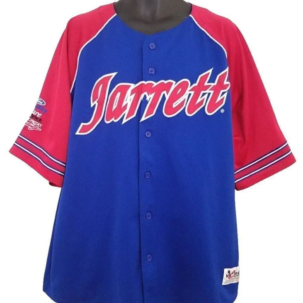 Dale Jarrett Baseball Jersey Mens Size XL Vintage 90s Y2K NASCAR Ford Racing